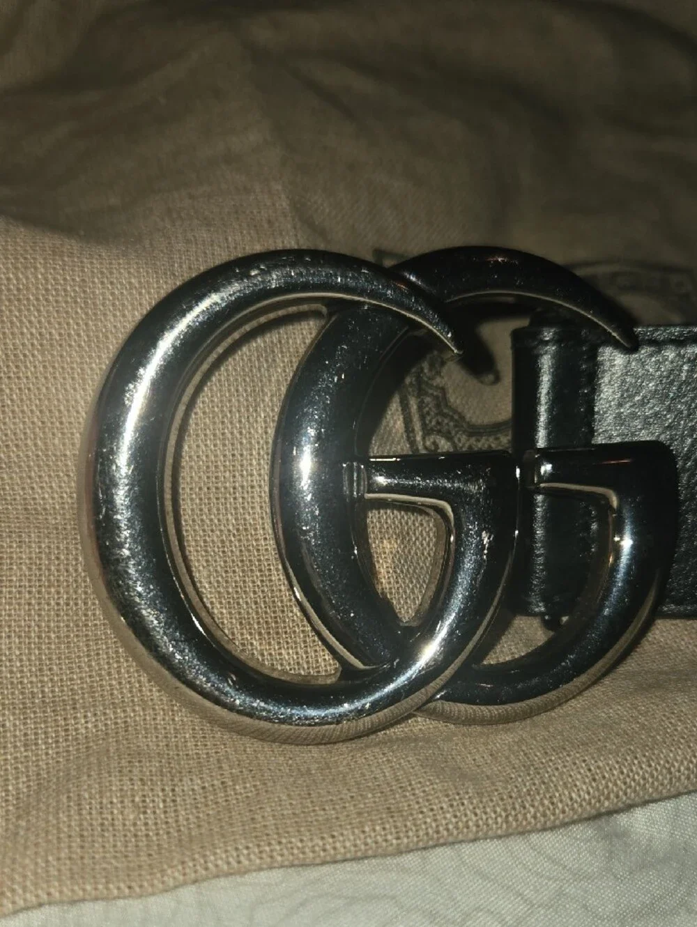Gucci Black Leather Belt with Silver-Tone Hardware
